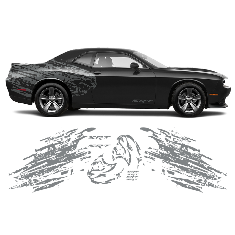 Shredded Hellcat Side Graphic in One Color for Dodge Challenger 2008 - 2020 black