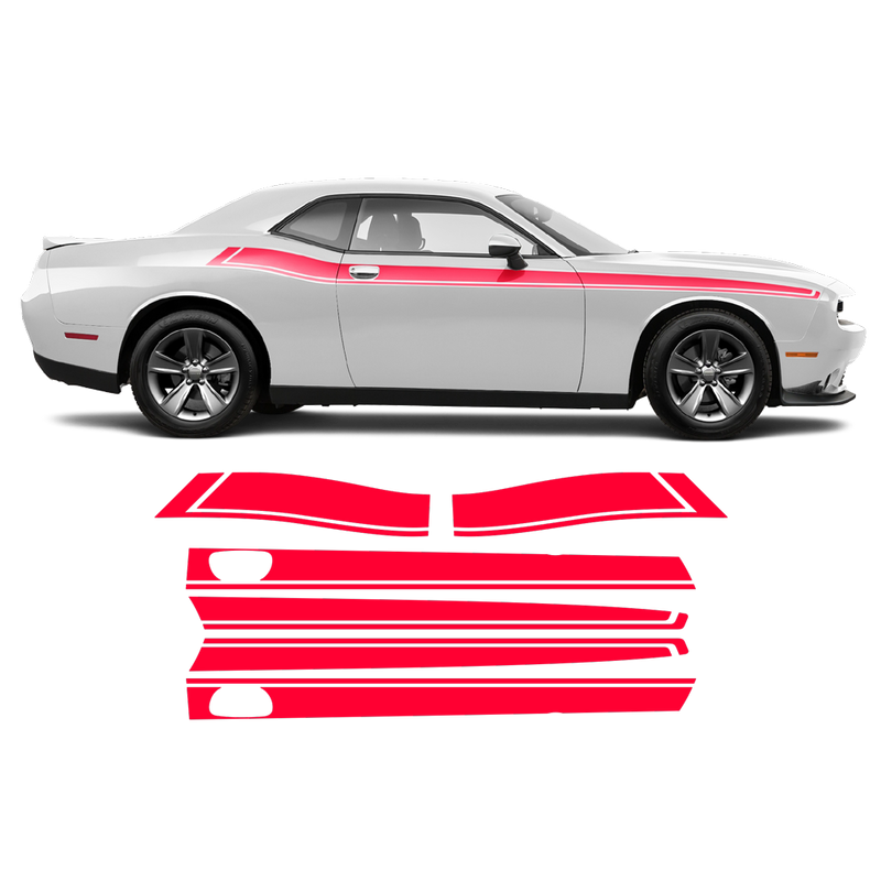 Short Side Stripes in One Color for Dodge Challenger 2011 - 2020 black