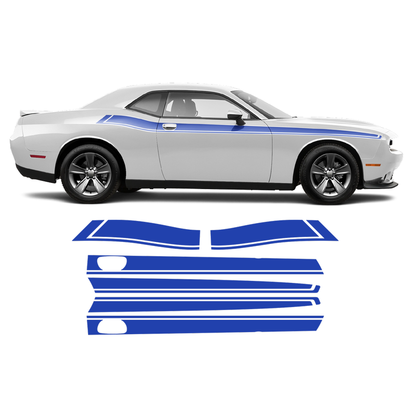 Short Side Stripes in One Color for Dodge Challenger 2011 - 2020 black