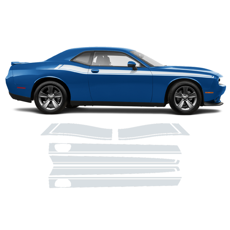 Short Side Stripes in One Color for Dodge Challenger 2011 - 2020 black