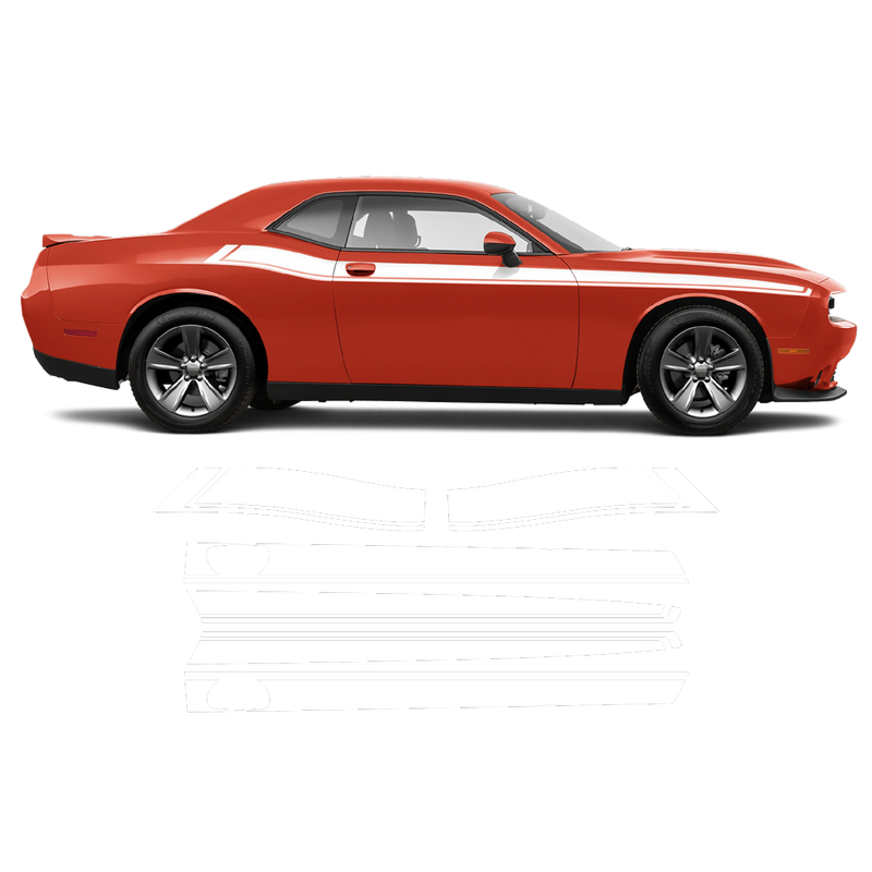 Short Side Stripes in One Color for Dodge Challenger 2011 - 2020 black