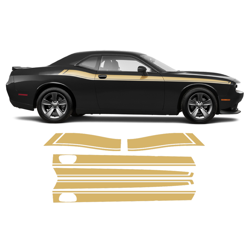 Short Side Stripes in One Color for Dodge Challenger 2011 - 2020 black