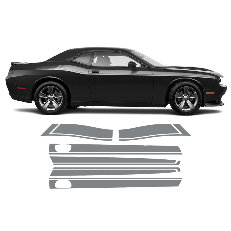 Short Side Stripes in One Color for Dodge Challenger 2011 - 2020 black
