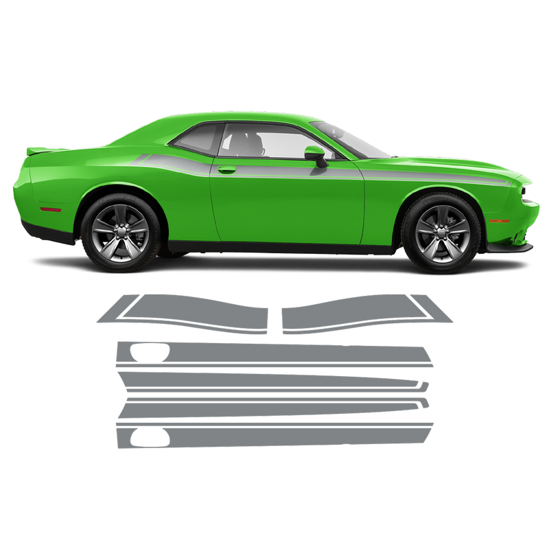 Short Side Stripes in One Color for Dodge Challenger 2011 - 2020 black