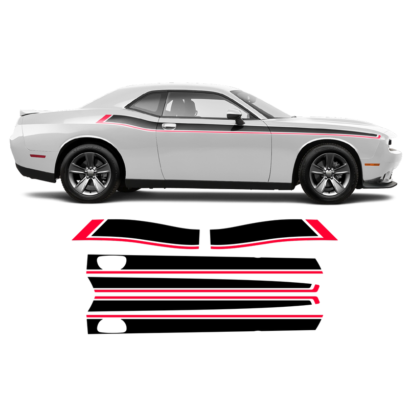 Short Side Stripes in Two Colors for Dodge Challenger 2011 - 2020