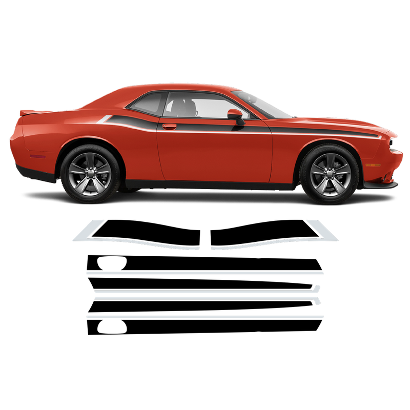 Short Side Stripes in Two Colors for Dodge Challenger 2011 - 2020
