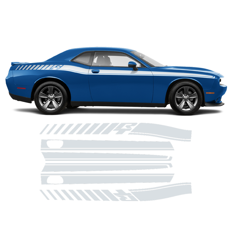 R / T Long side stripes for DODGE Challenger 2011 - 2020 black