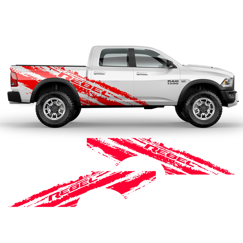 SCRATCHED REBEL Side Graphic, for Dodge RAM