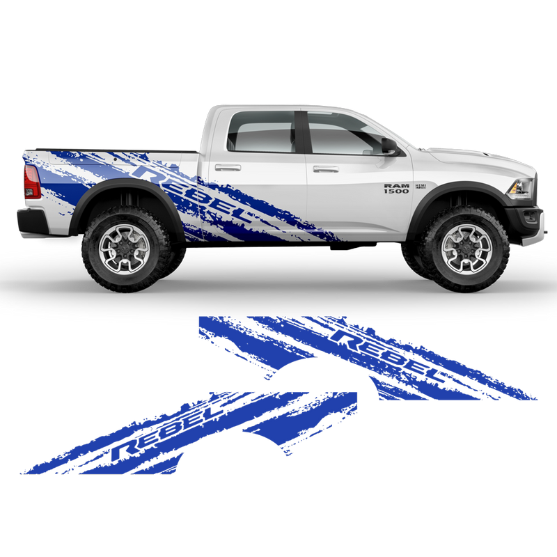 SCRATCHED REBEL Side Graphic, for Dodge RAM