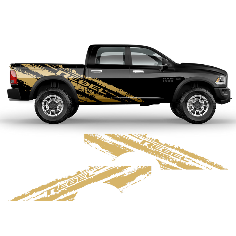 SCRATCHED REBEL Side Graphic, for Dodge RAM