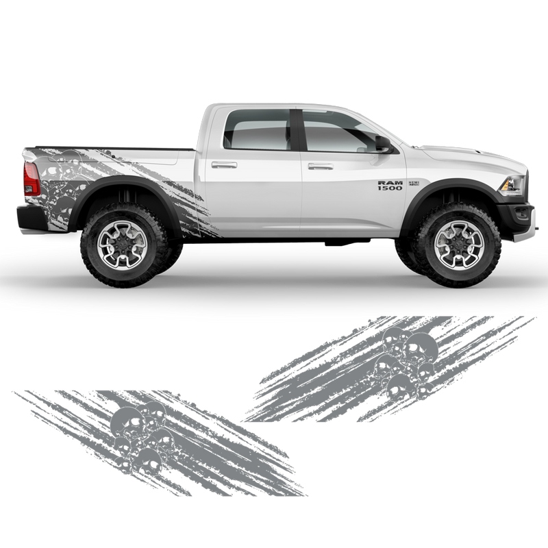 Skull Scratched side graphic for Dodge RAM (fit any truck) black