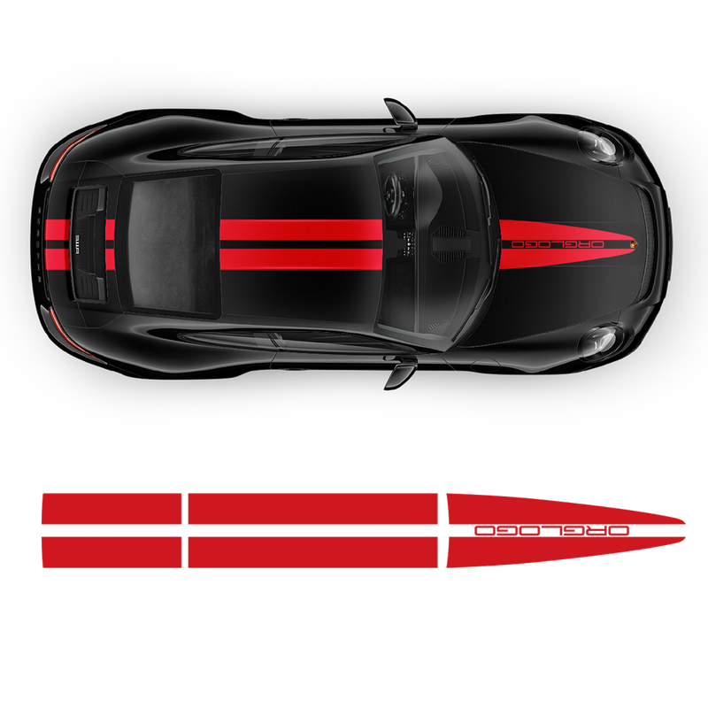 Porsche Dual Racing Stripes Over The Top for Carrera / Cayman / Boxster