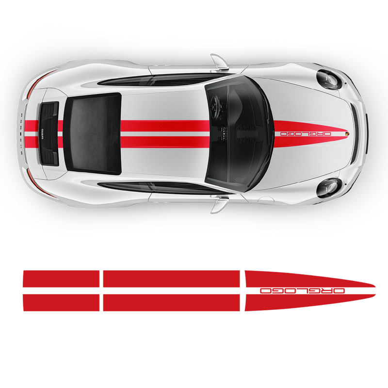 Porsche Dual Racing Stripes Over The Top for Carrera / Cayman / Boxster