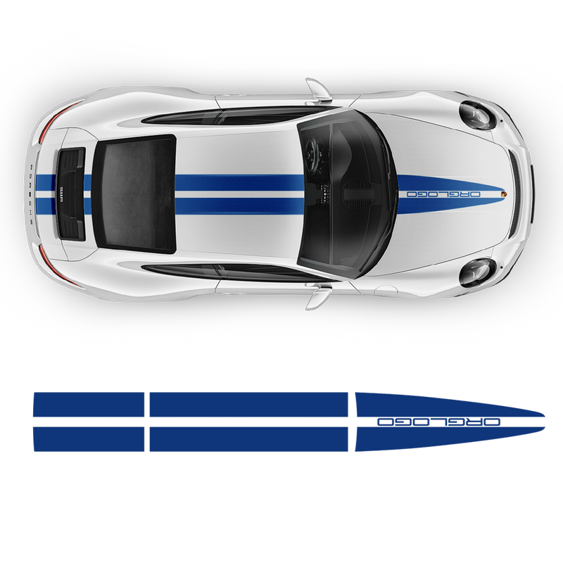 Porsche Dual Racing Stripes Over The Top for Carrera / Cayman / Boxster