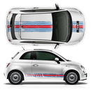 SCRATCHED MARTINI Style Racing STRIPES, for Fiat 500