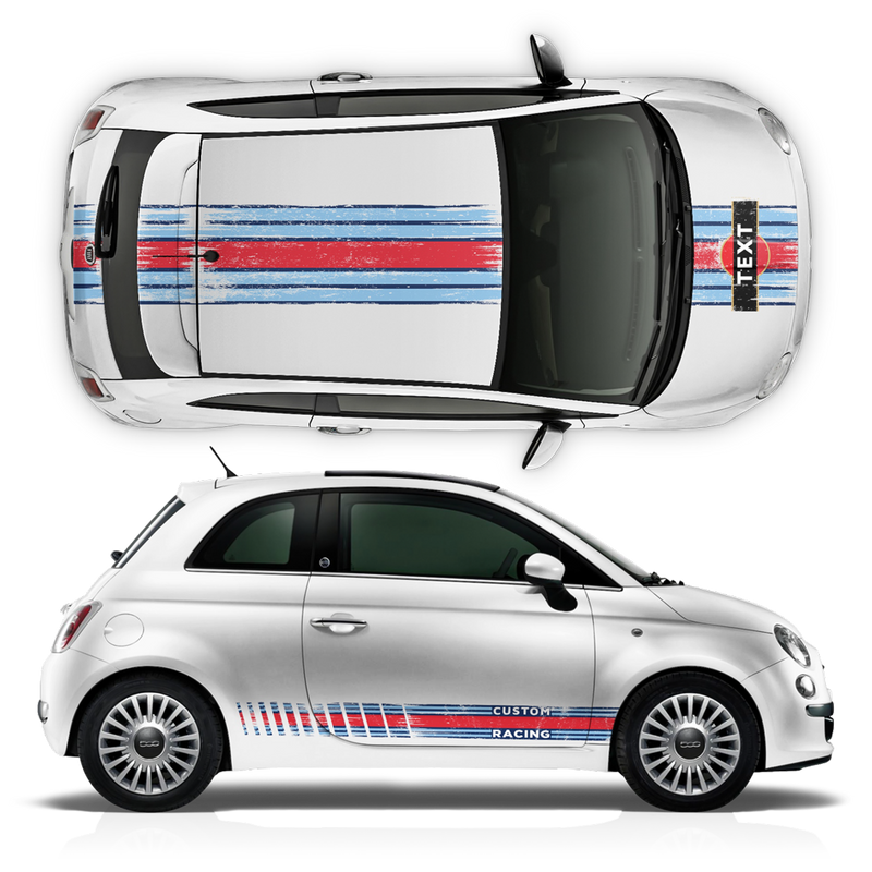 SCRATCHED MARTINI Style Racing STRIPES, for Fiat 500