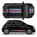 SCRATCHED MARTINI Style Racing STRIPES, for Fiat 500