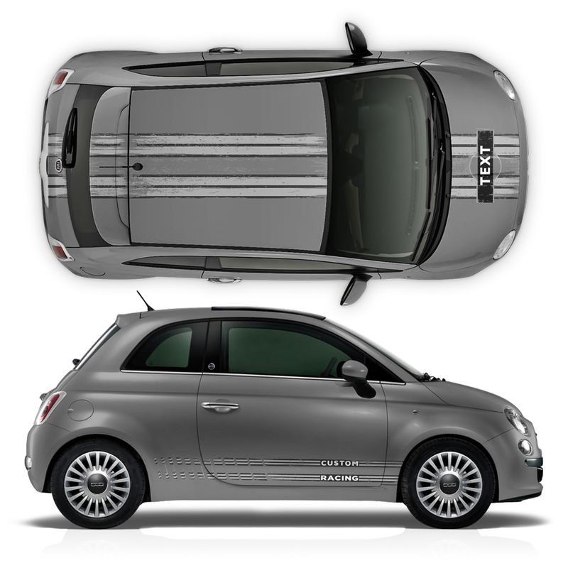 SCRATCHED MARTINI Style Racing STRIPES, for Fiat 500