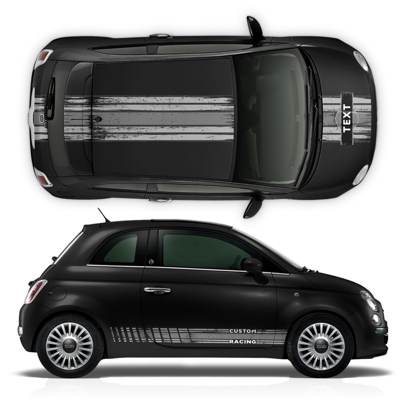 SCRATCHED MARTINI Style Racing STRIPES, for Fiat 500