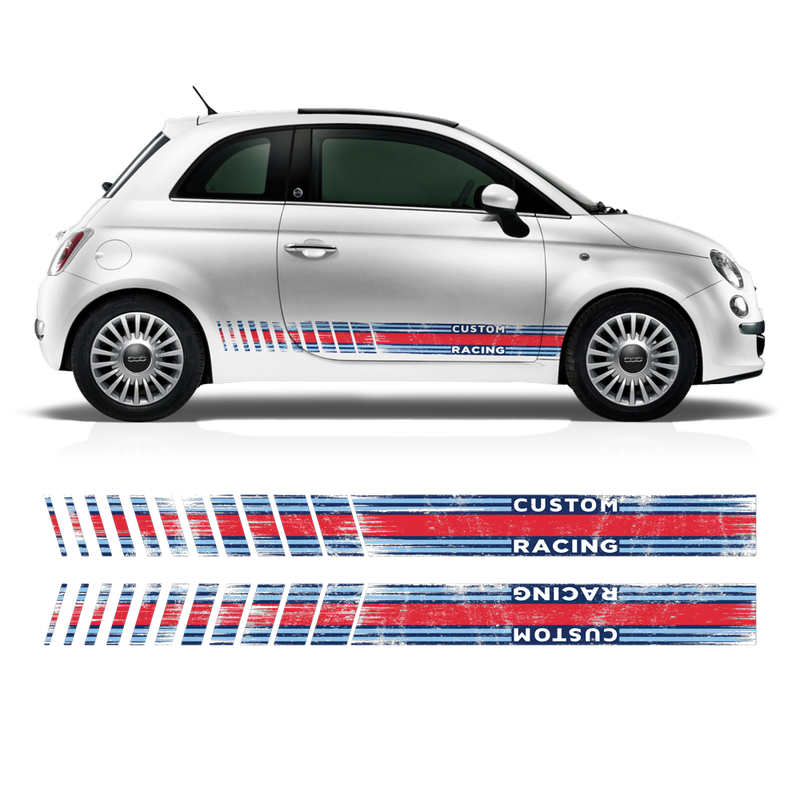 SCRATCHED MARTINI Style Racing STRIPES, for Fiat 500