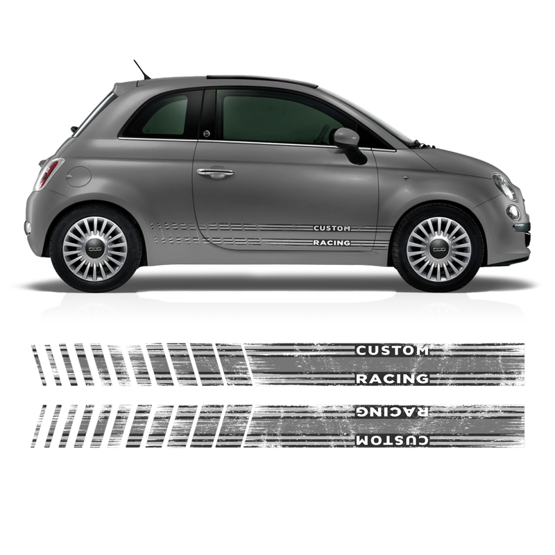 SCRATCHED MARTINI Style Racing STRIPES, for Fiat 500