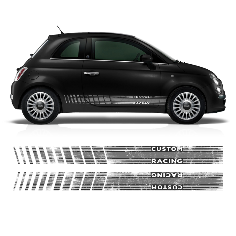 SCRATCHED MARTINI Style Racing STRIPES, for Fiat 500