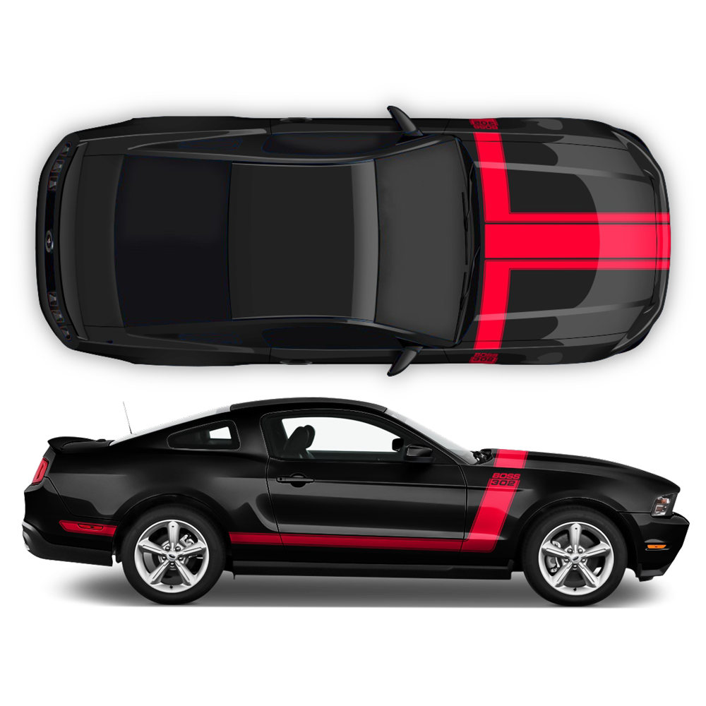 ford boss 302 decals for hood fenders, rocker panels, rear bumpers