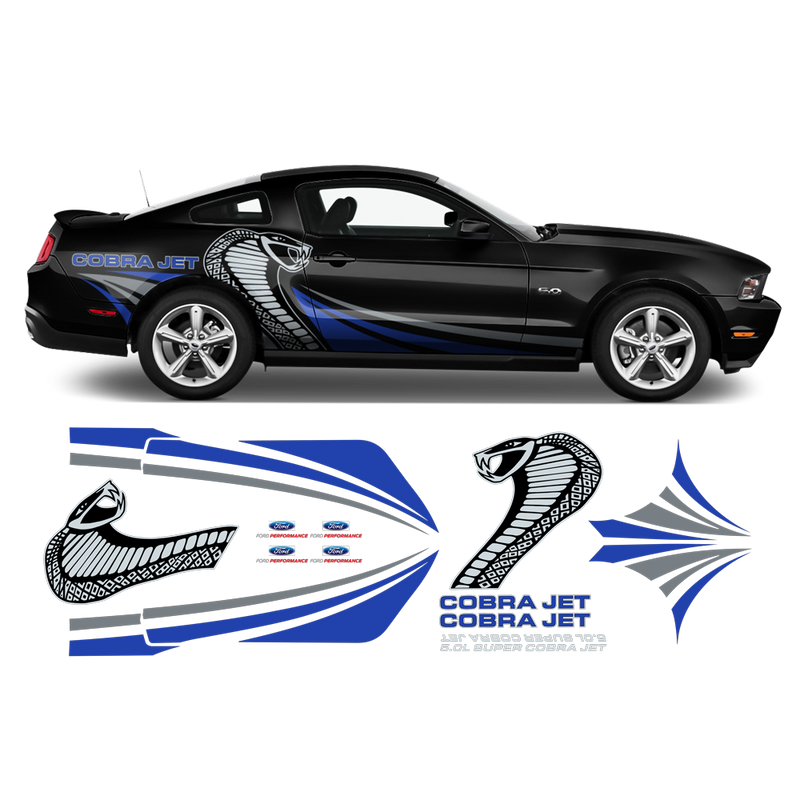COBRA JET Metallic Side Graphic Decals Set, for Ford Mustang 2005 - 2014