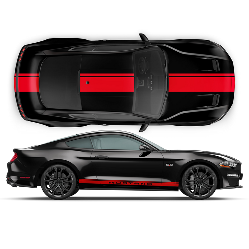 EURO XL Racing Stripes Set for Ford Mustang 2015 - 2020 black