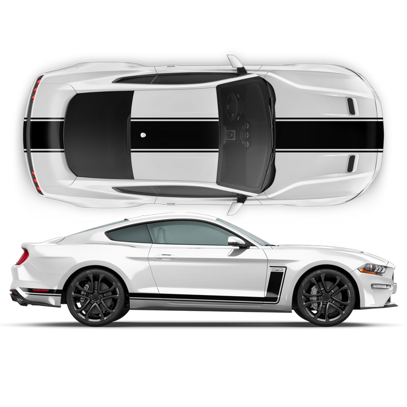 R - SPEC Style Racing Stripes Set, for Ford Mustang 2015 - 2019 black