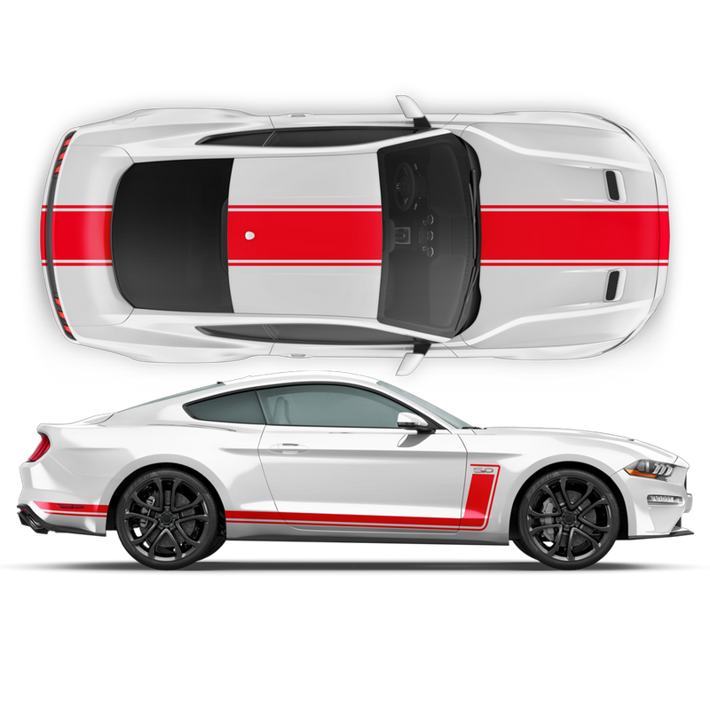 R - SPEC Style Racing Stripes Set, for Ford Mustang 2015 - 2019 black