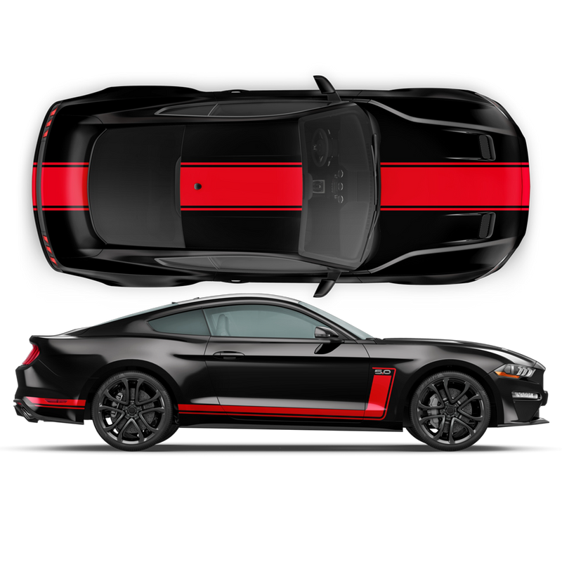 R - SPEC Style Racing Stripes Set, for Ford Mustang 2015 - 2019 black