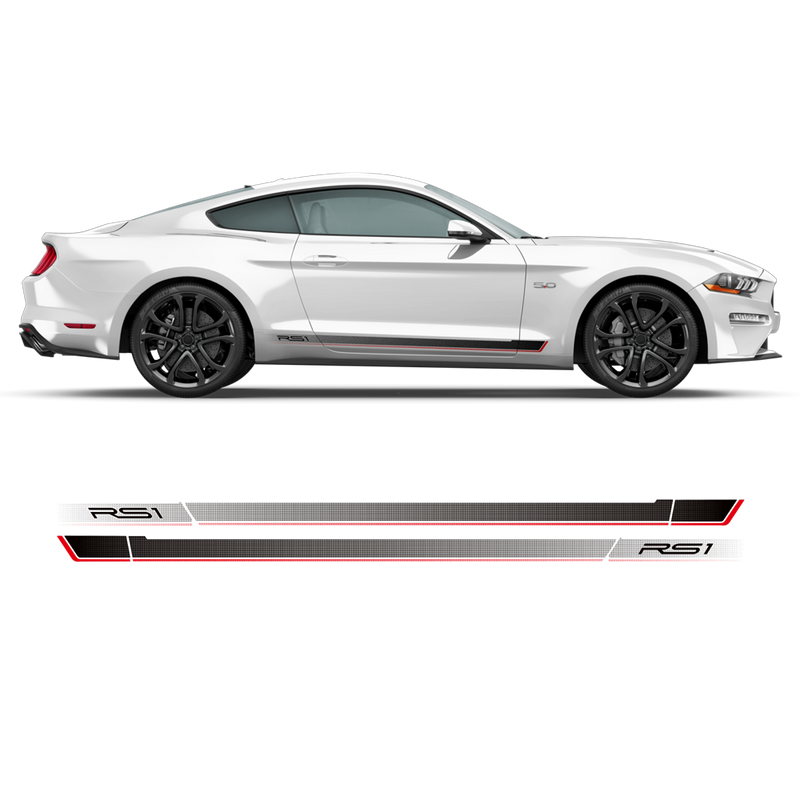 Roush RS1 / RS2 / RS3 faded rocker stripes for Ford Mustang 2015 - 2019
