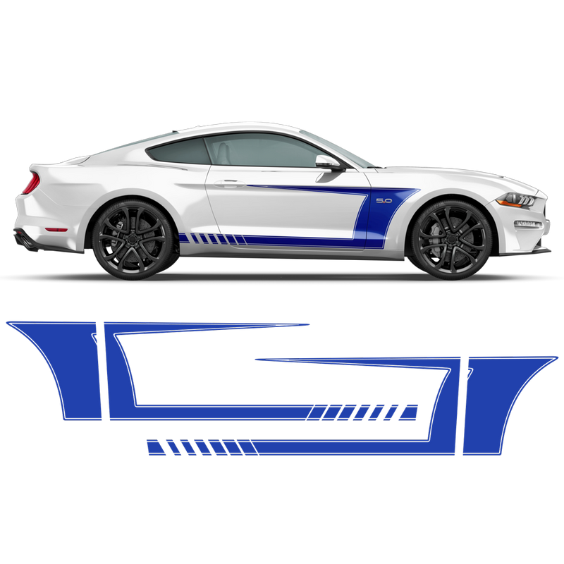 Racing Top Stripes / Side Graphics decals set, for Ford Mustang 2015 - 2020