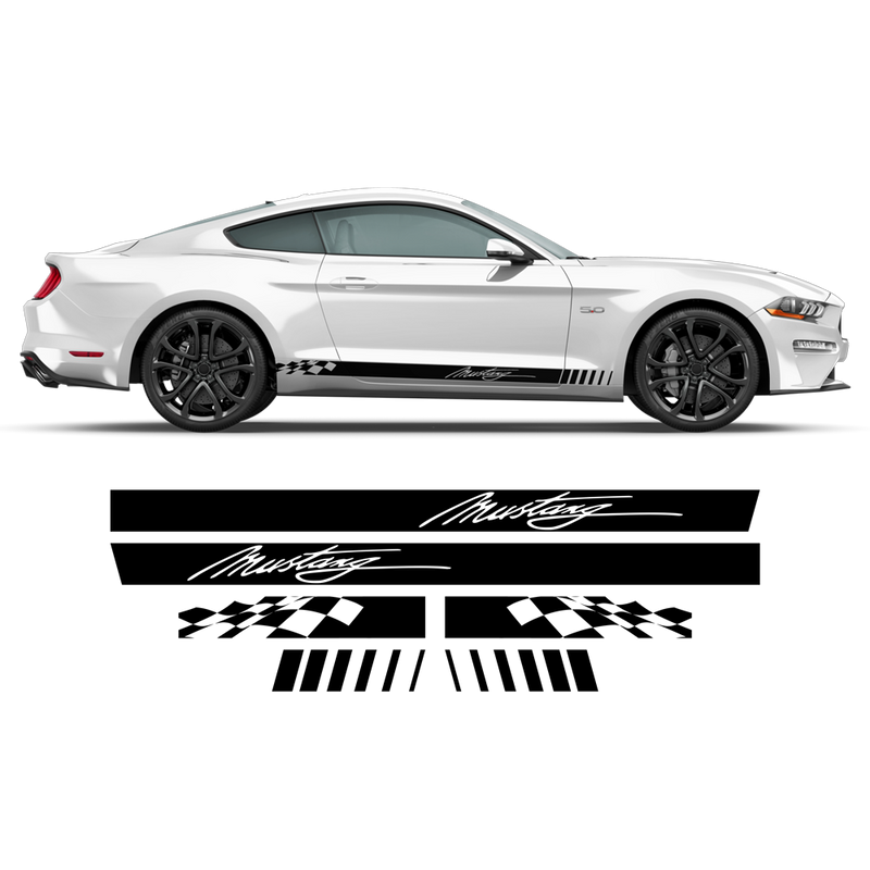 Checkered Rocker Side Stripes , for Ford Mustang 2015 - 2021