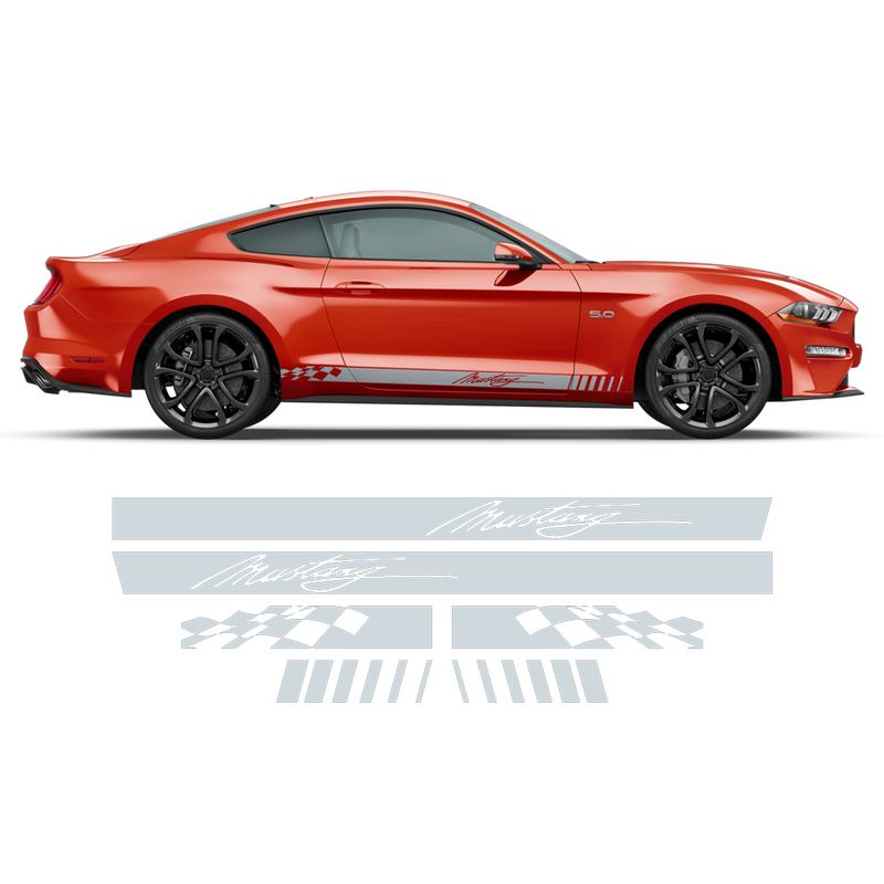 Checkered Rocker Side Stripes , for Ford Mustang 2015 - 2021