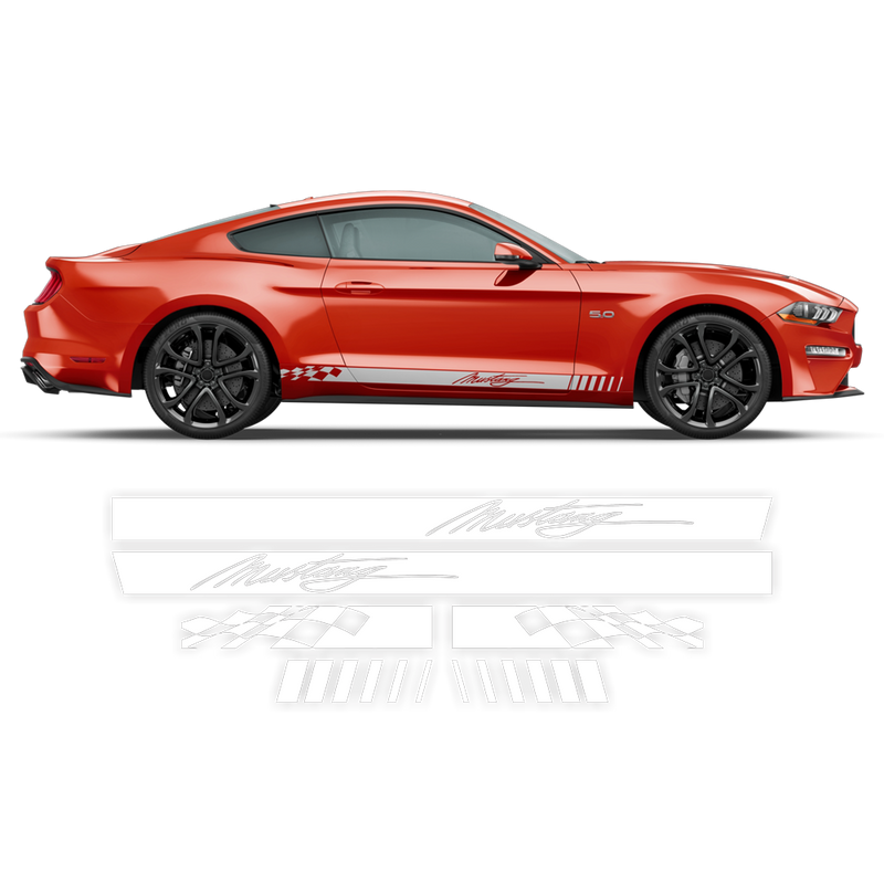 Checkered Rocker Side Stripes , for Ford Mustang 2015 - 2021