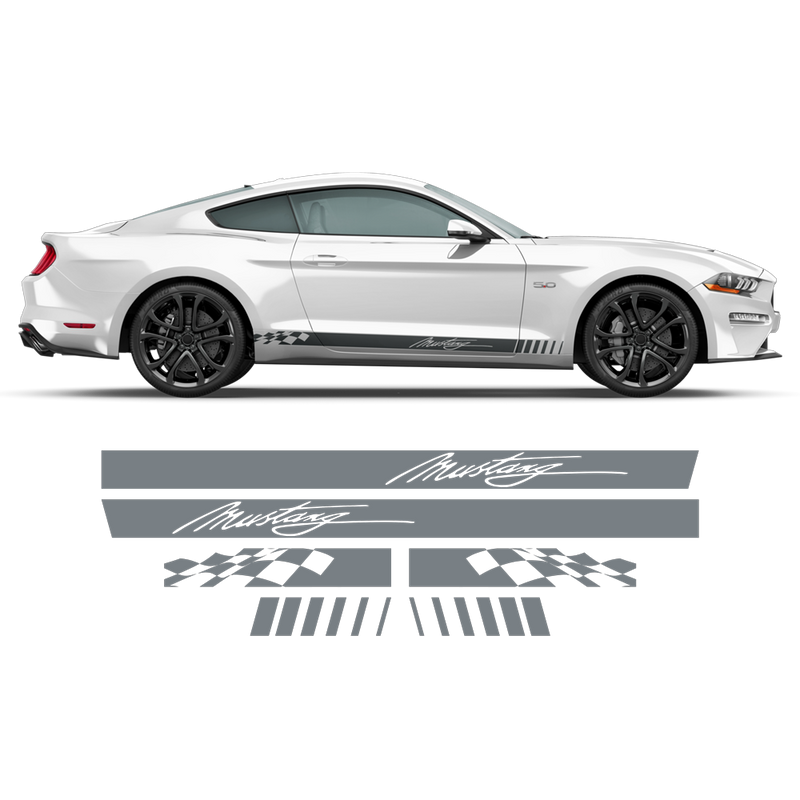 Checkered Rocker Side Stripes , for Ford Mustang 2015 - 2021