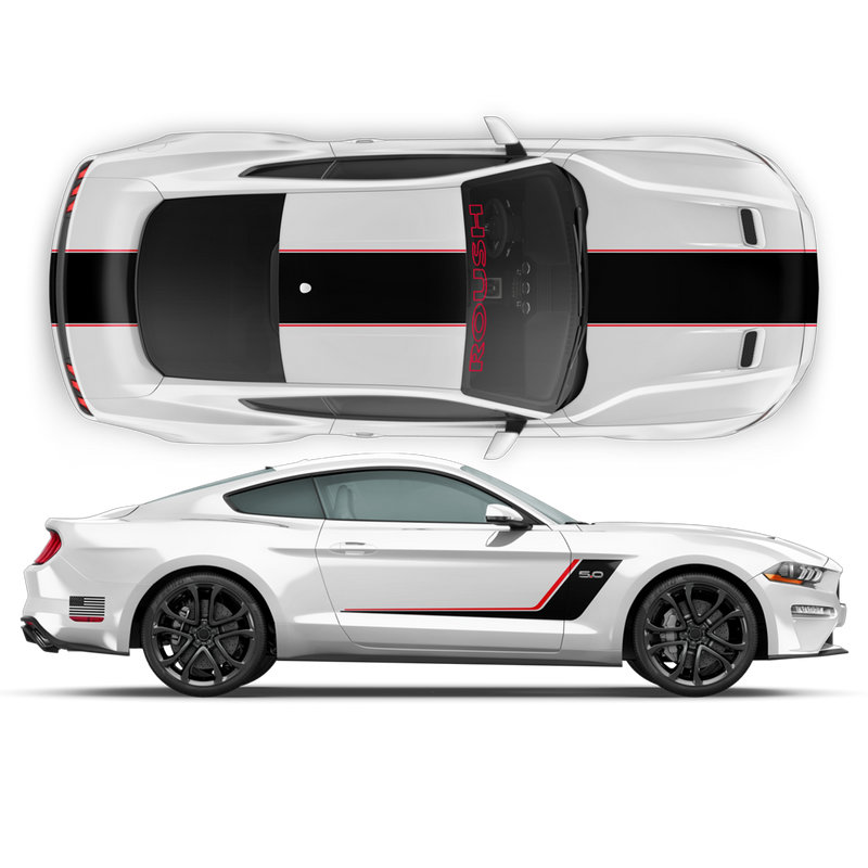 Roush Stage3 Two Colors Racing Stripes Set, for Ford Mustang 2015 - 2019