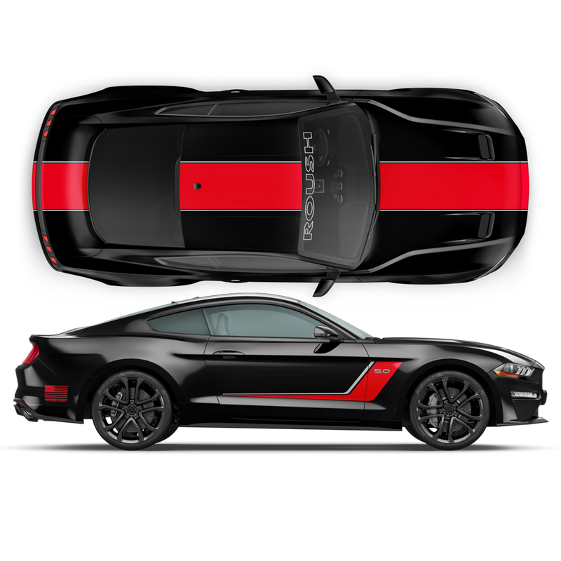 Roush Stage3 Two Colors Racing Stripes Set, for Ford Mustang 2015 - 2019