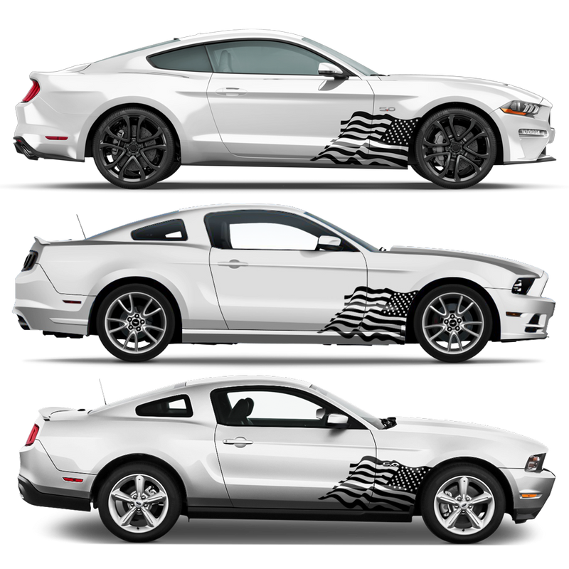 US Flag decals set, for Ford Mustang or any car body