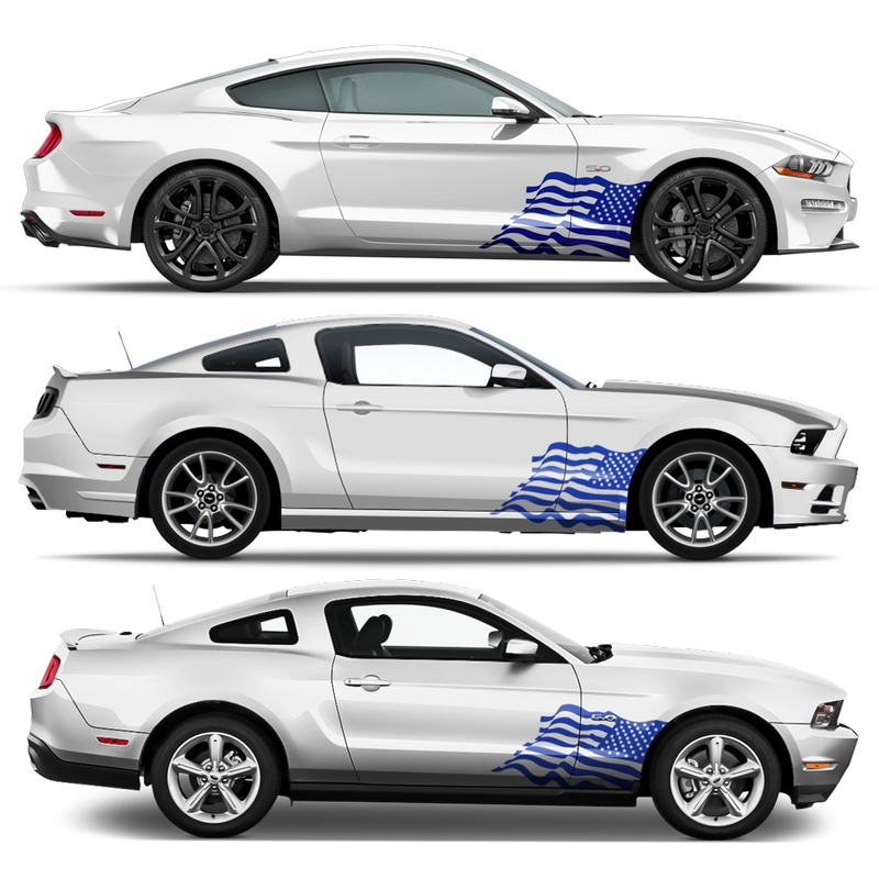 US Flag decals set, for Ford Mustang or any car body