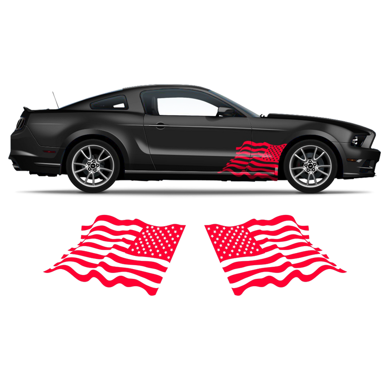 US Flag decals set, for Ford Mustang or any car body