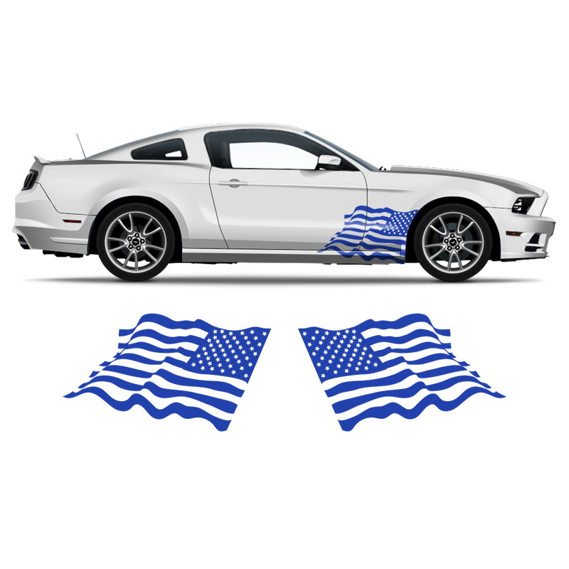 US Flag decals set, for Ford Mustang or any car body