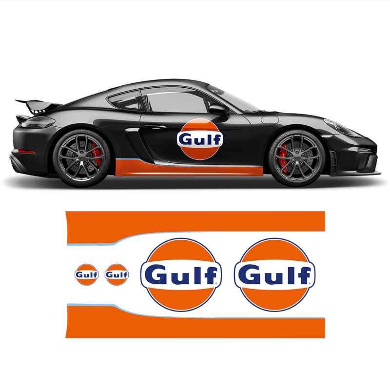 GULF Le Mans RACING STRIPES Set and logos, Cayman / Boxster Light Blue / Orange