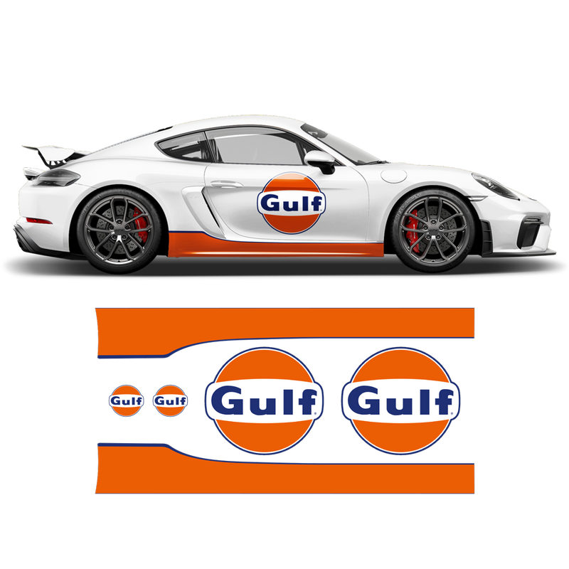 GULF Le Mans RACING STRIPES Set and logos, Cayman / Boxster Midnight Blue / Orange