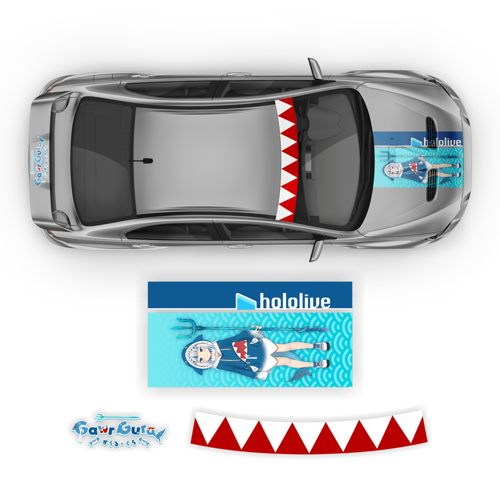 gura Gawr Gura (Hololive) Anime Style Decals for Any Car Body