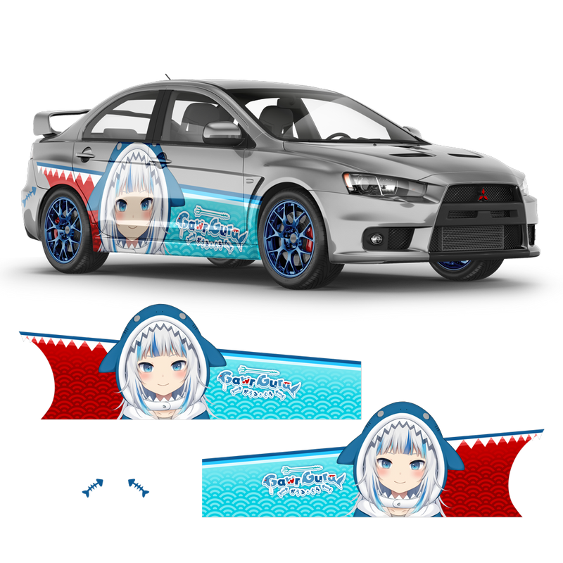 Gawr Gura (Hololive) Anime Style Decals for Any Car Body