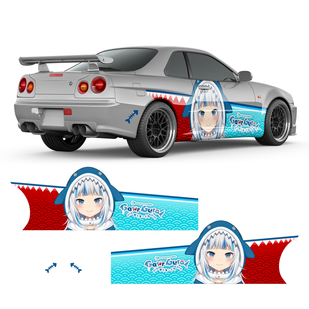 gura Gawr Gura (Hololive) Anime Style Decals for Any Car Body