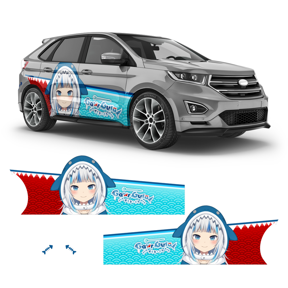 gura Gawr Gura (Hololive) Anime Style Decals for Any Car Body